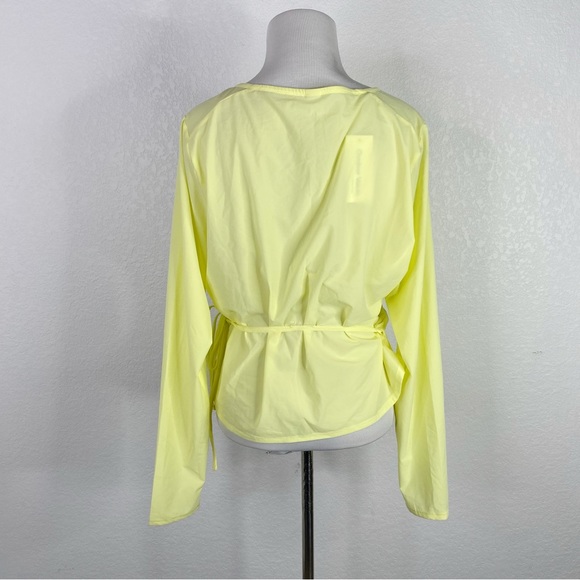 Outdoor Voices Lemon Lime Yellow Tissue Weave Wrap Top - Picture 10 of 10
